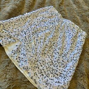 Sequin Embellished White Skirt